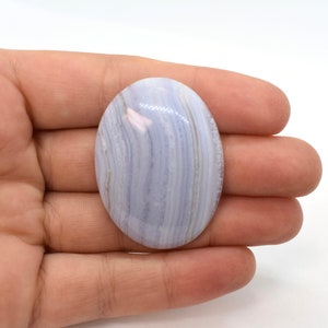 Blue Lace Agate Flat Back Cabochon - Oval (Calibrated) Purple Gemstone Cabochons for Jewelry Making, Bulk Gemstone Beads, High Quality