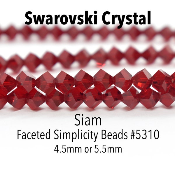 Siam 5310 - Red Swarovski Crystal Faceted Simplicity Beads 4.5mm or 5.5mm Wholesale Beads & Jewelry Supplies, Bulk Beads for Jewelry Making