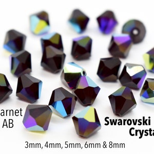 Garnet AB 5301/5328 - Merlot/ Dark Red Swarovski Crystal Bicone Beads for Birthstone Jewelry 3mm 4mm 5mm 6mm 8mm Crystal Beads,Red Swarovski