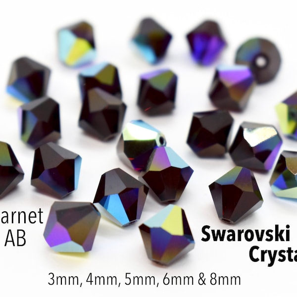 Garnet AB 5301/5328 - Merlot/ Dark Red Swarovski Crystal Bicone Beads for Birthstone Jewelry 3mm 4mm 5mm 6mm 8mm Crystal Beads,Red Swarovski