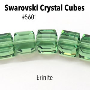 Erinite 5601 Green Swarovski Crystal Cube Beads for Jewelry Making (4mm, 6mm, 8mm) Grass Green Beads For Jewelry,Wholesale Crystal Beads