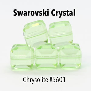 Chrysolite 5601 Light Green Swarovski Crystal Cube Beads for Jewelry Making 4mm 8mm Celery Green Crystal Square Beads,Beads & Supplies