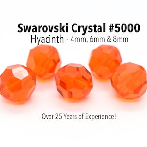 Hyacinth 5000 Swarovski Crystal Round Beads, 4mm 6mm 8mm Swarovski Crystal Beads to Make Jewelry, Bulk Red Orange Round Beads,Red Orange