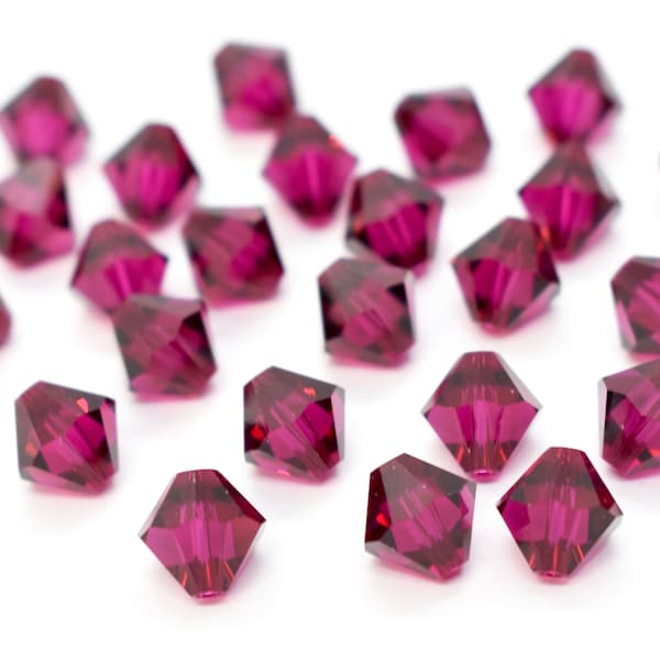 Ruby 5328/5301 -Beautiful Dark Pink Swarovski Crystal Bicone Beads 4mm 5mm Wholesale Beads for Jewelry Making, Bulk Jewelry Supplies