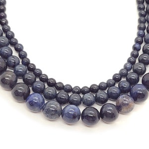 Dumortierite (Natural) Smooth Round Gemstone Beads, 4mm, 6mm, Blue Gemstone beads, 8 or 16 Inch Strands, Wholesale, For Jewelry Making