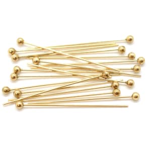 14k Gold Filled Head Pins with Ball 10 Pcs 24 Gauge, 1 inches Simple Head Pins for Jewelry Making, Wholesale Jewelry Supplies