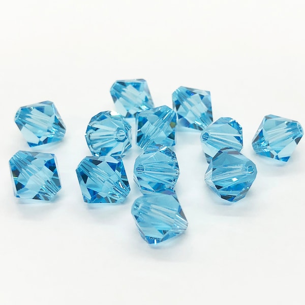 Swarovski Crystal Beads Bicone 5301/5328 Aquamarine 3mm 4mm 6mm 10mm Authentic Swarovski 3mm 4mm 6mm 10mm Aqua Light Blue Crystal Beads