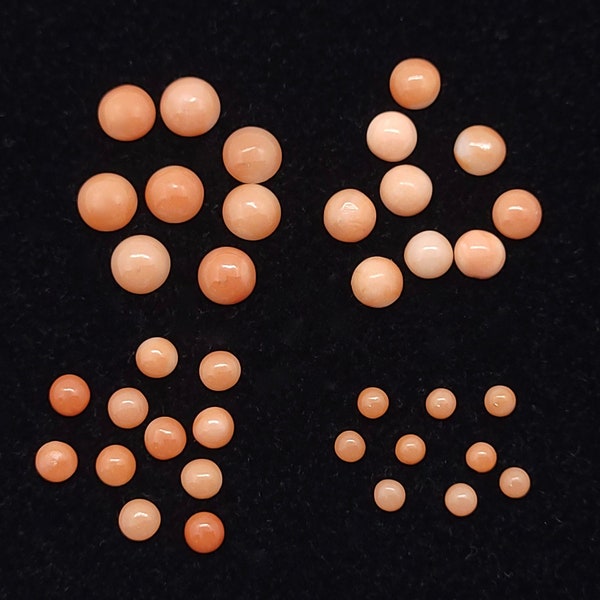 Coral (Natural) Round Cabochons 4mm,5mm,6mm - A Grade Shell & Coral Flat Back Cabochons for Jewelry Making, Pink, Orange Cabochons, 1 Piece