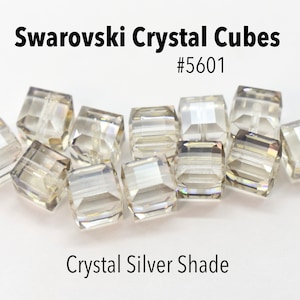 Crystal Silver Shade 5601 Clear Silver Swarovski Crystal Cube Beads 4mm, 6mm, for Jewelry Making Genuine Swarovski Wholesale Crystal