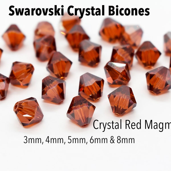 Crystal Red Magma 5301/5328 -Red Swarovski Crystal Bicone Beads 4mm, 5mm, 8mm Wholesale Swarovski Crystal Beads for Jewelry Making