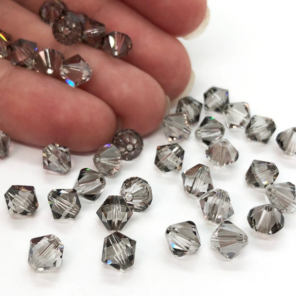 Shadow Satin 5301/5328 Swarovski Crystal Bicone Beads for Jewelry Making 4mm, Grey Silver Wholesale Beads, Factory Packs Available