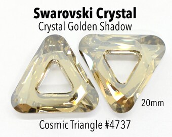 Kryształowy Złoty Cień CAL V Sl - Złote trójkątne wisiorki Swarovski Crystal do tworzenia biżuterii - Kosmiczny Trójkąt (4737) 20 mm, Duże wisiorki