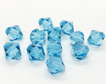 Swarovski Crystal Beads Bicone 5301/5328 Aquamarine 3mm 4mm 6mm 10mm Authentic Swarovski 3mm 4mm 6mm 10mm Aqua Light Blue Crystal Beads