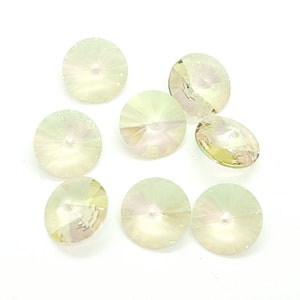Crystal Luminous Green Swarovski Crystal Faceted Rivoli Rhinestone, 14mm, 1 Pc. No Foil Back 1122, Light Green Rivoli, Point Back Rivoli
