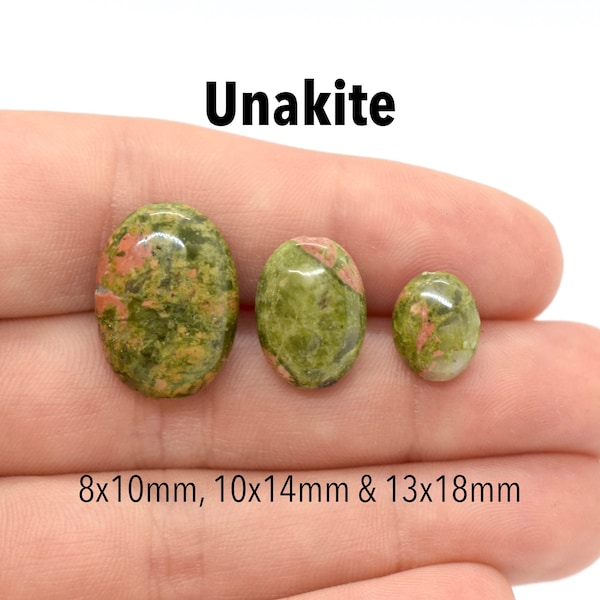 Unakite (Natural) A Grade Flat Oval Gemstone Beads for Jewelry Making 8x10mm 10x14mm 13x18mm Green & Pink Gemstone Beads, Bulk Gemstones
