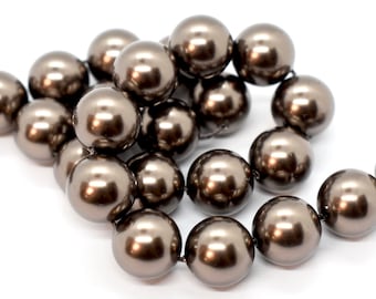 Crystal Brown 5810 Swarovski Crystal Pearls,Chocolate Brown Crystal Round Pearl Beads for Jewelry Making, 3mm,5mm,12mm