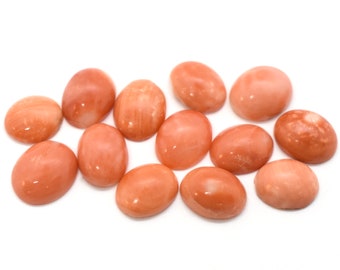 Coral (Natural) Oval Cabochons - Many Sizes Available - A Grade Shell & Coral Flat Back Cabochons for Jewelry Making, Pink, Orange Cabochons