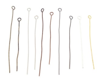 Oogpinnen verguld met antiek messing, rhodium, antiek koper en brons, 22 en 24 gauge, 2 en 2,5 inch, 20 stuks, voor het maken van sieraden en rozenkransen