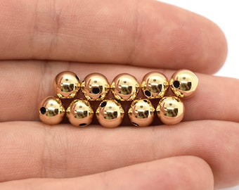 Gold Filled 14k Seamless Round Beads for Jewelry Making 2mm 3mm 4mm 5mm 6mm Gold Alternative Beads, Gold Metal Accent Beads for Jewelry