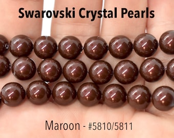 Crystal Maroon - Dark Red Swarovski Crystal Pearls-5810 Round (3, 4, 5, 10, 12mm) Wholesale Crystal Pearls, Bulk Beads & Supplies