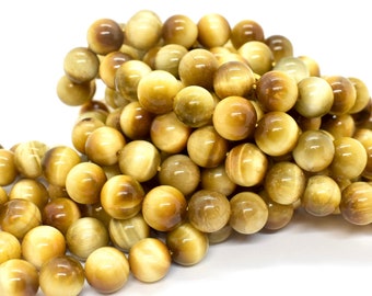 Honey Golden Tiger's Eye, Natural A Grade, 5.5mm, 6mm, 8mm, 10mm Honey Gold & Brown Gemstones-Beads to Make Jewelry,Wholesale Beads