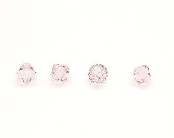Light Rose Preciosa Czech crystal Bicone Beads 4mm, 6mm, 8mm Light Pink Bicone Crystal Beads for Jewelry Making, Soft Pink Czech Crystals
