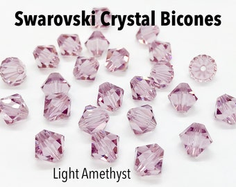 Light Amethyst 5301/5328 - Light Purple Swarovski Crystal Bicone Beads 3mm, 5mm, 6mm, 10mm, Birthstone Crystal Beads, Tiny Crystals