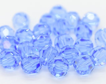 Light Sapphire 5000 Pastel Blue Swarovski Crystal Faceted Round Beads, 4mm,5mm,6mm,8mm, Light Blue Crystal Beads, Pastel Swarovski Round