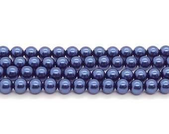 Blue Preciosa Czech Crystal Round Pearls, 4mm,6mm,Authentic Preciosa Small Round Crystal Pearl Bead Compatible with Swarovski 5810