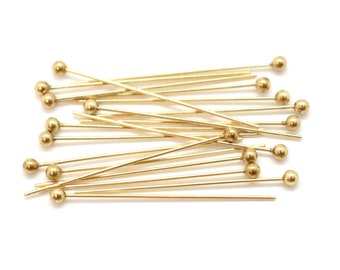 14k Gold Filled Head Pins with Ball 10 Pcs 24 Gauge, 1 inches Simple Head Pins for Jewelry Making, Wholesale Jewelry Supplies