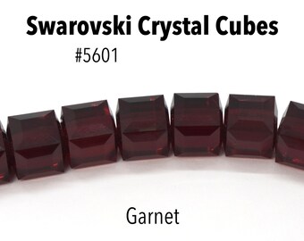 Garnet 5601 - Merlot, Dark Red Swarovski Crystal Cube Bead (4mm 8mm) Wholesale Crystal Beads for Jewelry Making, Bulk Jewelry Supplies