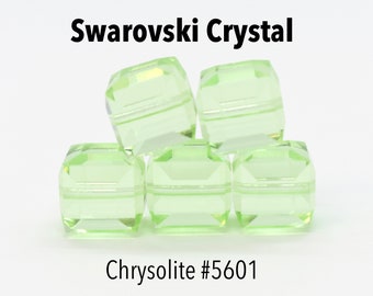 Chrysolite 5601 Light Green Swarovski Crystal Cube Beads for Jewelry Making 4mm 8mm Celery Green Crystal Square Beads, Bulk Beads & Supplies