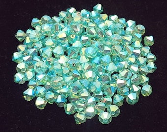 Caribbean Sea AB2x Preciosa Czech Crystal Bicone Beads,6mm,18 Pieces, Green/Blue Crystals, Wholesale beads for jewelry making, Ocean Colors