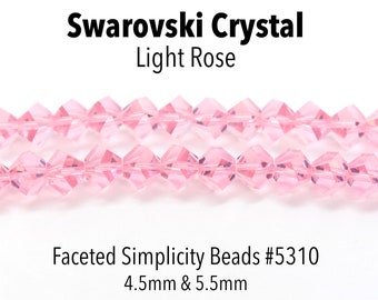 Light Rose 5310 Pink Swarovski Crystal Faceted Simplicity Beads 4.5mm or 5.5mm Bulk Beads & Jewelry Supplies to Make Jewelry With, Wholesale