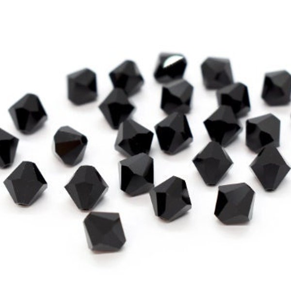 Jet Preciosa Czech Crystal Bicone Beads, 3mm, 4mm, 5mm, 6mm, 8mm bicones, Wholesale Beads for Jewelry Making, Black Czech Crystal Beads