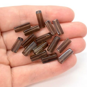 Smoky Quartz (Heated/Irradiated) Gemstone 4 Sided Tube/Rectangle Beads for Jewelry 4x13mm Beads to Make Earrings,Bracelets,Brown Quartz