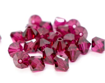 12pc Swarovski Crystal Ruby 5mm Bicone 5328 Beads; Red; July Birthstone