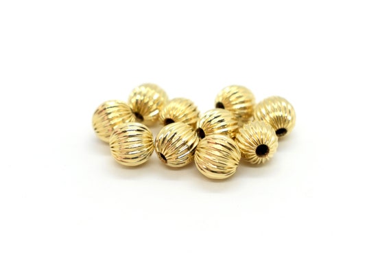 4mm Corrugated-Fluted Round Beads, 14K Gold Filled Beads (10 Pieces)