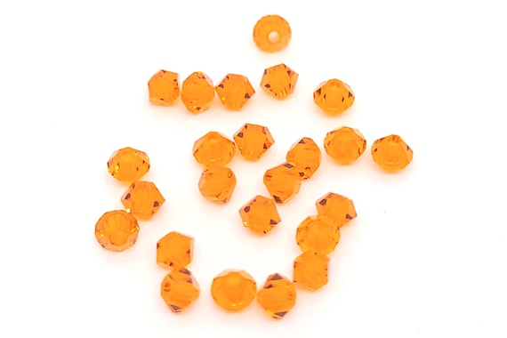 Sun Preciosa Crystal Czech Orange Bicone Beads, 3mm Bicone Beads, 24 Pieces,Authentic Preciosa Compatible With Swarovski Crystal 5301/5328