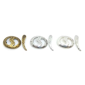 Antikes Messing, Silber Platte oder Rhodium überzogener Toggle Verschluss - gehämmerter Yin Yang - JBB Zubehör, 16 mm x 20 mm Verschluss, ein Verschluss, für Schmuck