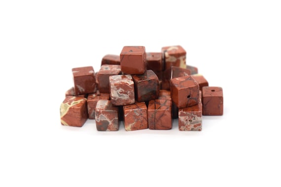 Poppy Jasper (Natural) A Grade Cube Gemstone Beads 4mm,(8 Inch Strand)6mm (8 or 16 Inch Strand)Beads for Jewelry Making ,Red Gemstone Beads