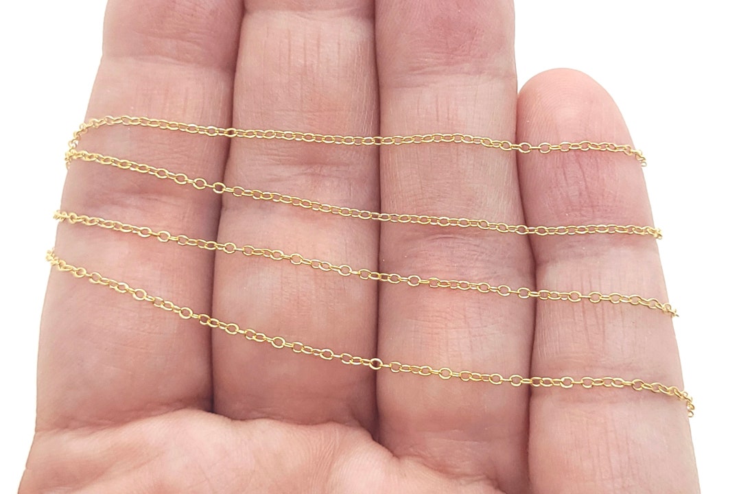 14k Gold Filled Fine Oval Cable Chain, 1mm Gold Chain, Minimalist Gold