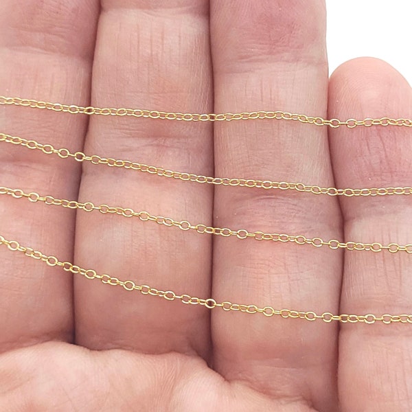 14k Gold Filled Fine Oval Cable Chain, 1mm Gold Chain, Minimalist Gold Chain, Bulk Chain, Chain by the Foot, Unfinished Gold Chain