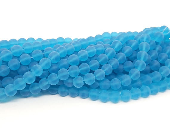 Perlin Perline Di Vetro Smerigliato Nero Sfera 12 Mm Opaco Filo Ghiaccio Perla R58 - Foto 7