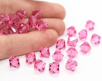 Rose 5328/5301 - Hot Pink Swarovski Crystal Bicone Beads 3mm 4mm Wholesale Beads to Make Jewelry With, Popular Swarovski Color!