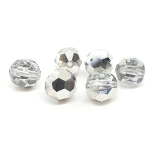 Labrador Half Preciosa Czech Crystal Round Beads, 10mm, 6 pcs Comet Argent Light Round Preciosa Compatible With Swarovski Crystal 5000