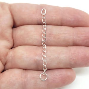 Sterling Silver Extension Chain, 2 inch Extender Chain, 2mm Curb Chain, Extender Silver Chain for Necklaces or Bracelets, 1 Chain per Order