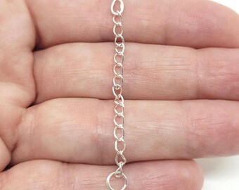 Sterling Silber Verlängerungskette, 2 Zoll Verlängerungskette, 2 mm Panzerkette, Verlängerungskette Silber für Halsketten oder Armbänder, 1 Kette pro Bestellung