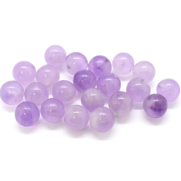 Cape Amethyst (Natural) Smooth Round Gemstone Half Drilled Beads - Purple Gemstone Beads for Jewelry Making, 8mm Beads, For Earrings