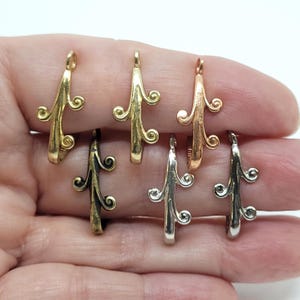 Donut Pinch Bails (Swirl), Antique & Shiny Brass, Copper, Gold, Rhodium for Jewelry Making, 1 Piece - JBB Findings, 10x24mm